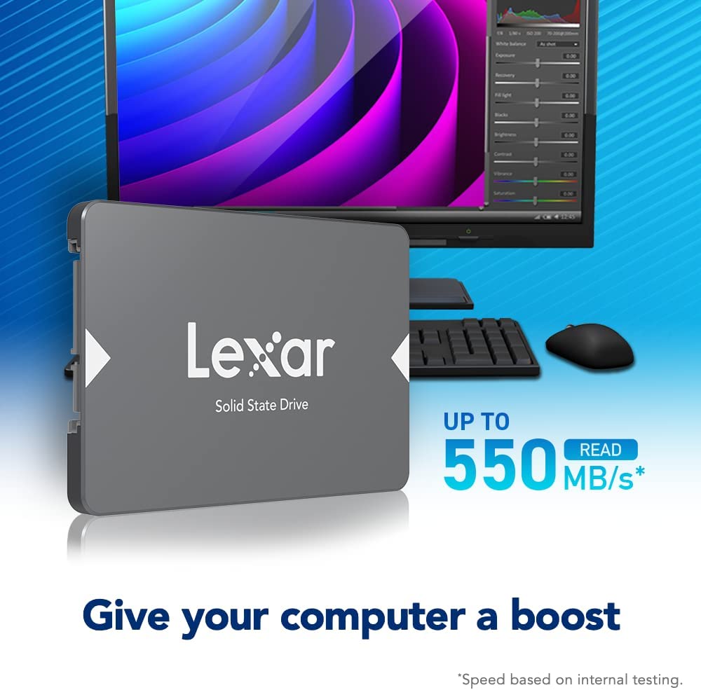 Lexar NS100 512GB 2.5” SATA III Internal SSD, Solid State Drive, Up to 550MB/s Read (LNS100-512RBNA)