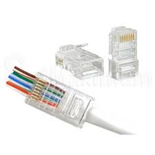 EZ PASS THROUGH CAT6 UTP 8P8C RJ45 CONNECTOR GOLD PLATED 1U